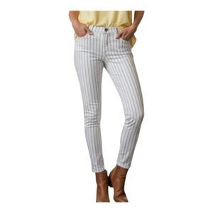 COH Rocket Crop Jeans High Rise Skinny Striped White Nautical 27 MADE IN USA